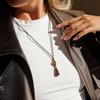 Yori 70cm Teardrop-shaped Tiger's Eye Pendant With Black Waxed Cord Necklace Women Fashion Anniversary Gift Accessories
