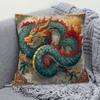 1pc Pillowcase, Traditional Chinese Mythical Dragon Design. Soft and Comfortable Short-pile Polyester Fabric, Single-sided Print, Does Not Include Pil