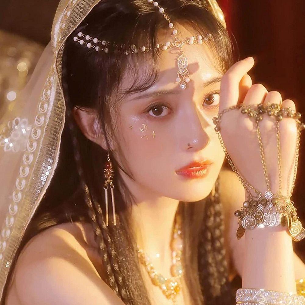 Богемная фотография повязка на голову прическа бахрома цепочка модная бижутерия цепочка на лоб кисточка кулон