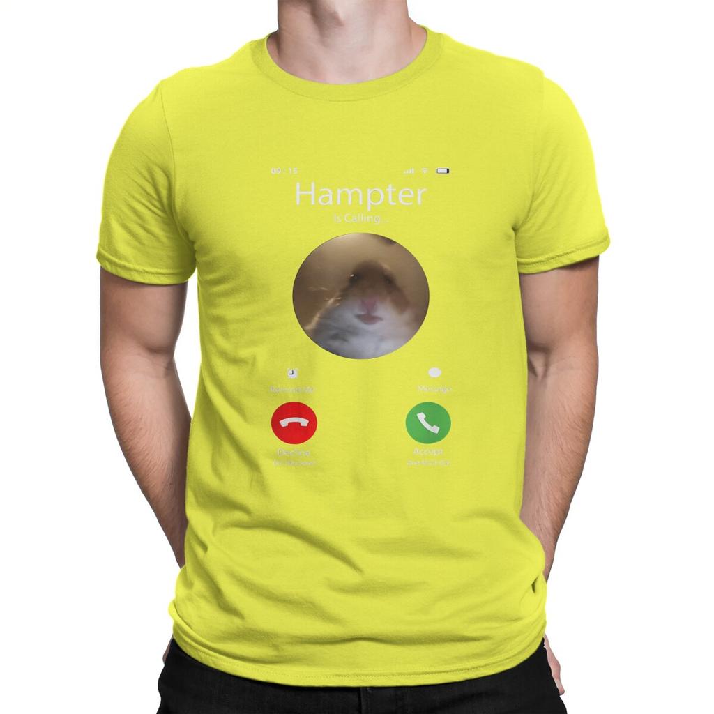 Man TShirt Dank Meme Hamster Staring Front Camera Hampter Calling Individuality T Shirt Graphic Streetwear New Trend