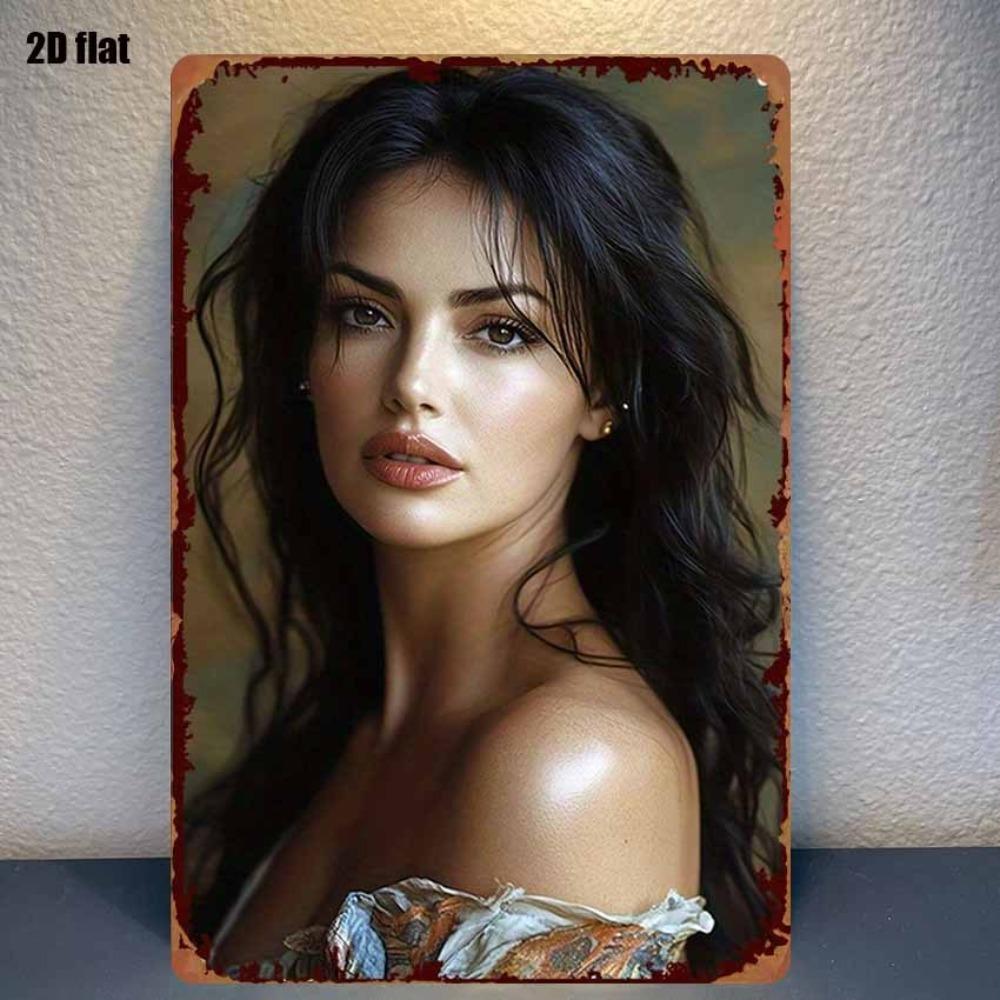Vintage Metal Sign Lady Portrait Tin Art PC Wall Decor for Bedroom Bar Garage Garden Outdoor