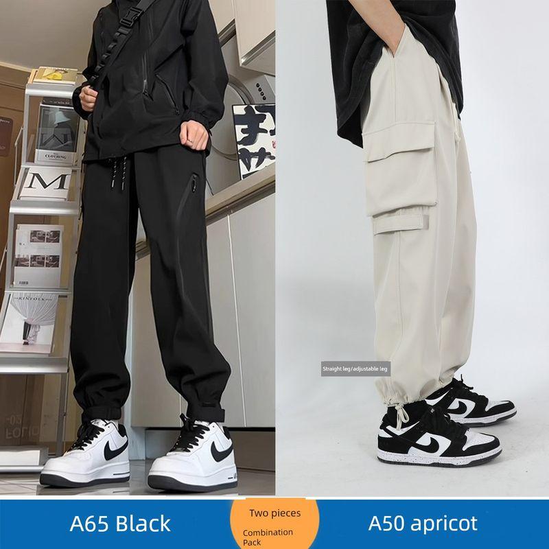 American-Style Black Cargo Pants for Men Paired with Martin Boots, Vibe Functional Straight-Leg Autumn Jogger Pants