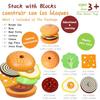 Montessori Toys Wooden Burger Stacking Toys for Toddler Educational Fine Motor Skills Foods Preschool Learning Blocks Gifts Boy