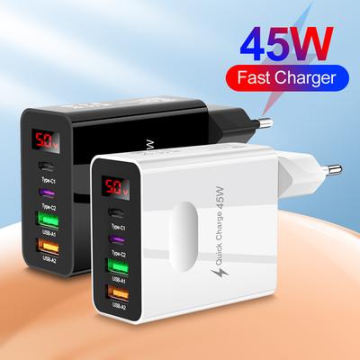 Зарядное устройство 45 Вт с цифровым дисплеем, зарядное устройство USB Type C, быстрая зарядка 3.0 PD, адаптер для зарядки телефона для iPhone Samsung Xiaomi, дорожное C