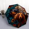 0106 Зонт-трость с рисунком «Собака и лист», автоматический складной зонт, портативная и складная конструкция, 8 спиц, рождественский или праздничный подарок.