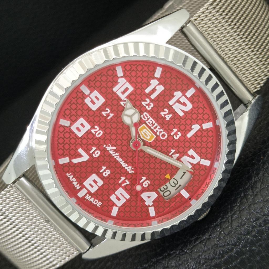 SEIKO 5 AUTOMATIC 6309A VINTAGE REFURBISHED JAPAN MENS RED DIAL WATCH a443991-1