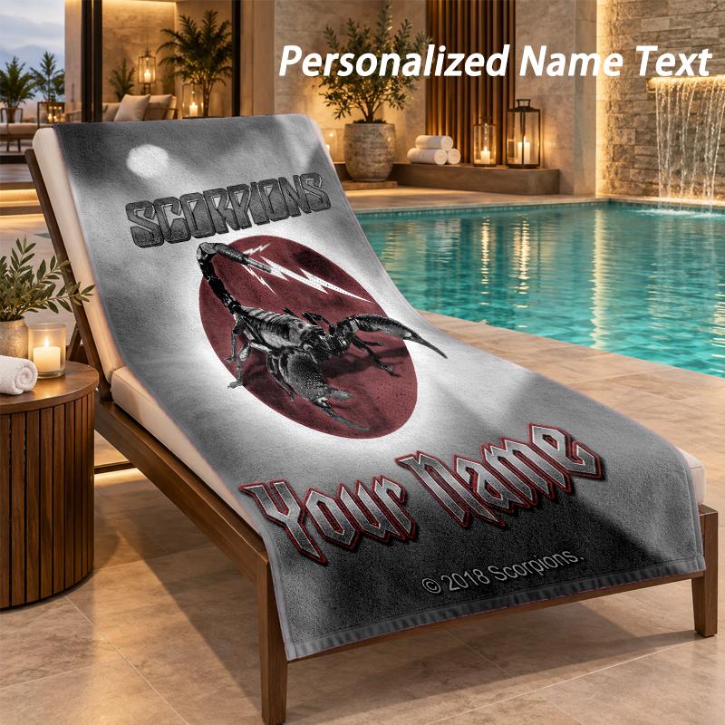Custom Text Scorpions Print Beach Towel Large Towel For Home Bathroom Beach