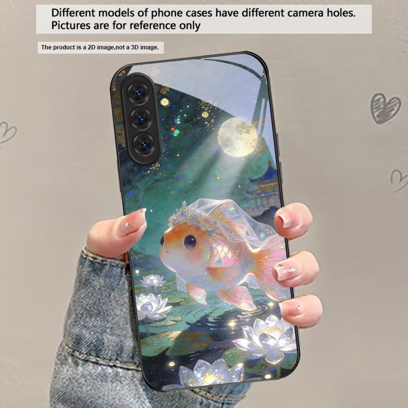 Милый белый вуалехвост для Samsung Galaxy A30 A31 A32 A33 A34 A35 A42 A30s A20 A25 A26 A51 A56 A54 A72 A73 70 Стеклянный чехол для телефона