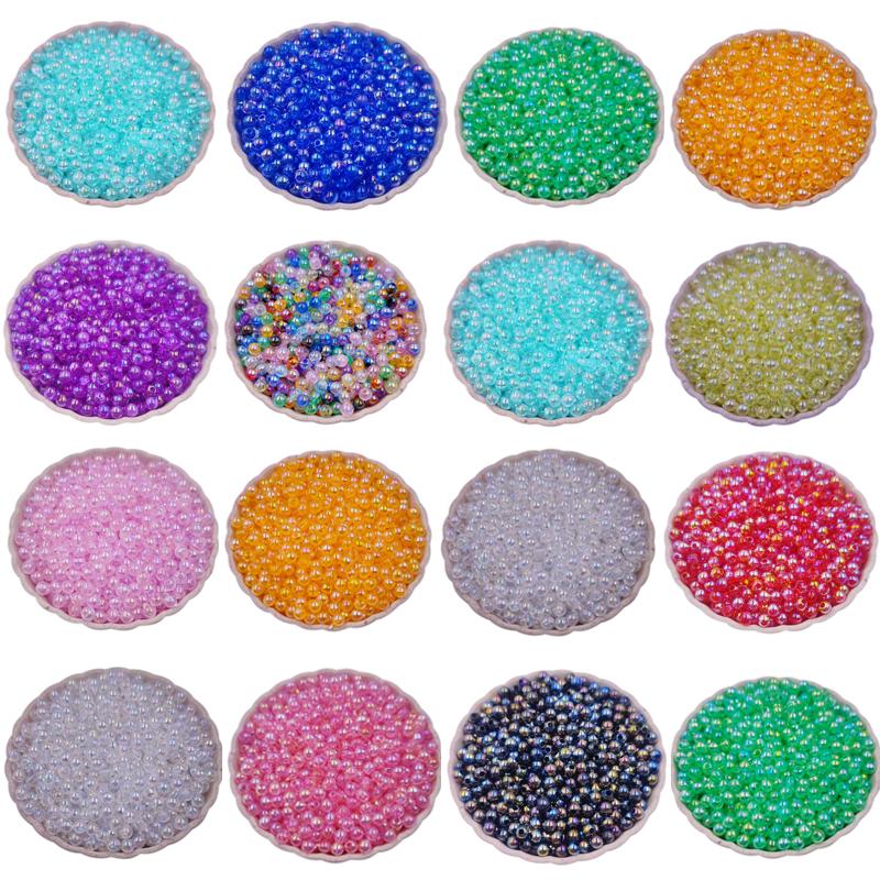 4, 6, 8 мм, 40-200 шт., акриловые круглые свободные бусины для ожерелья ручной работы, браслета, DIY изготовления ювелирных изделий AB, цветные прозрачные поделки