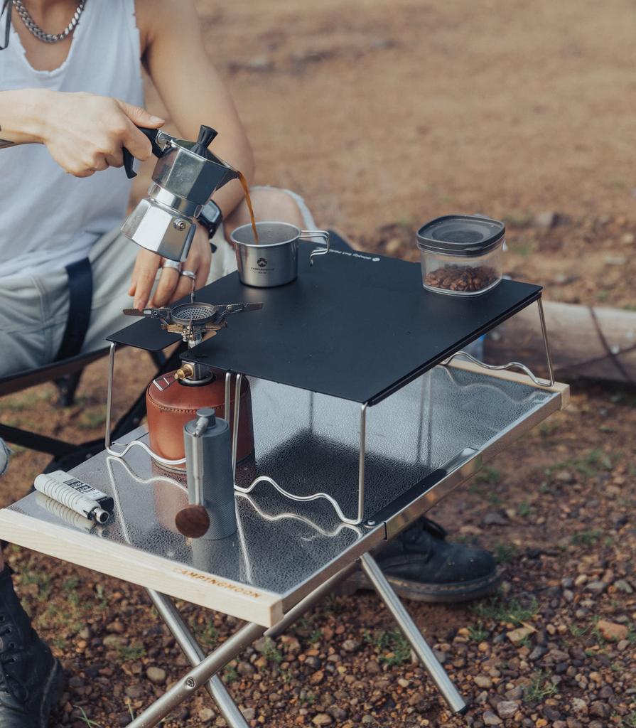 CAMPING MOON Solo Kitchen Single Burner Soto Windmaster Amicus Compact Stove Heat Insulation Table Solo Table Aluminum Table with Storage Bag Camping