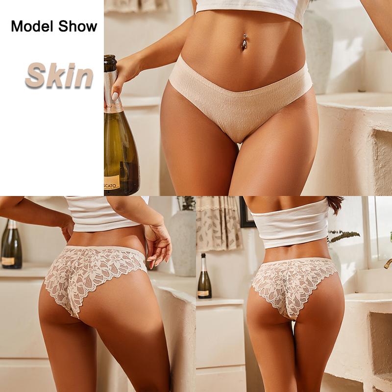 4Pcs/Set Transparent Lace Floral Underwear Seamless Triangle Underwear Sexy Close Fitting Panties For Women Comfy Panty