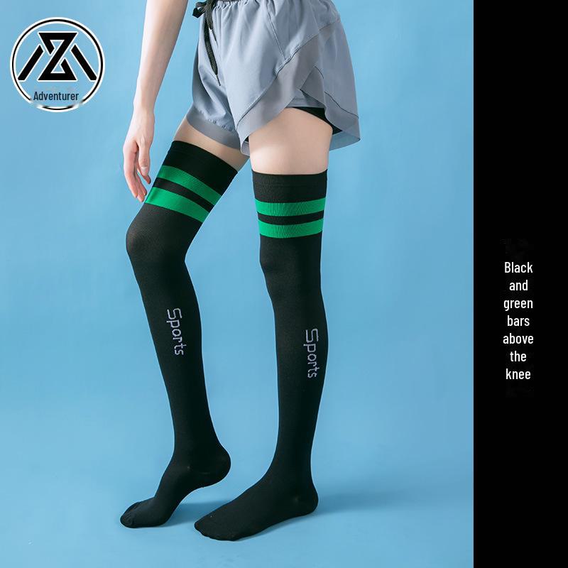 Trendy Over-the-Knee Compression Socks for Fitness, Yoga, Aerobics & Running - Stylish Two-Bar Design