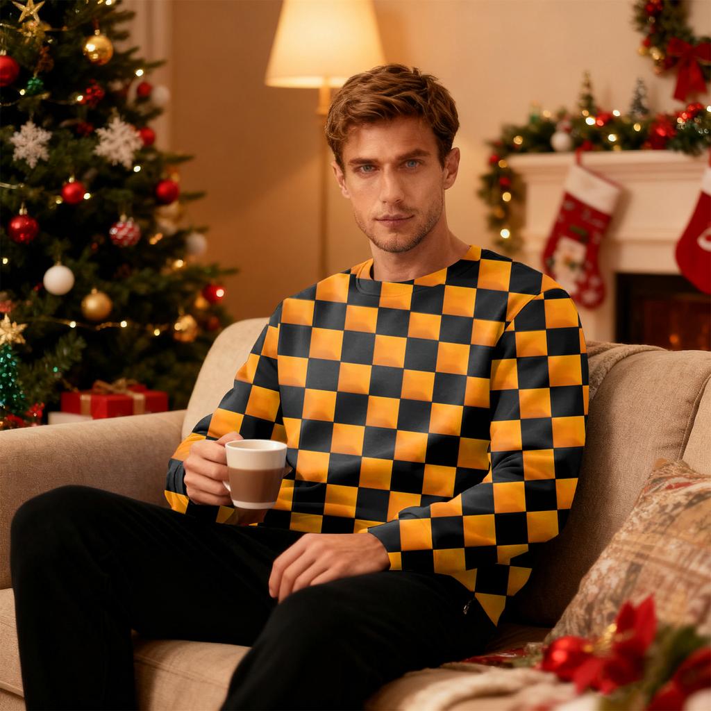 Мужская толстая теплая толстовка с флисовой подкладкой и круглым вырезом