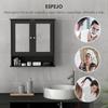 Bathroom Cabinet with Mirror Wall Cabinet with 2 Doors Open Shelf Adjustable Shelf 56x13x58 cm Black