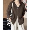 Juzhi 2024 Autumn Retro Lazy-Style High-End Zipper Cardigan Sweater Jacket A58