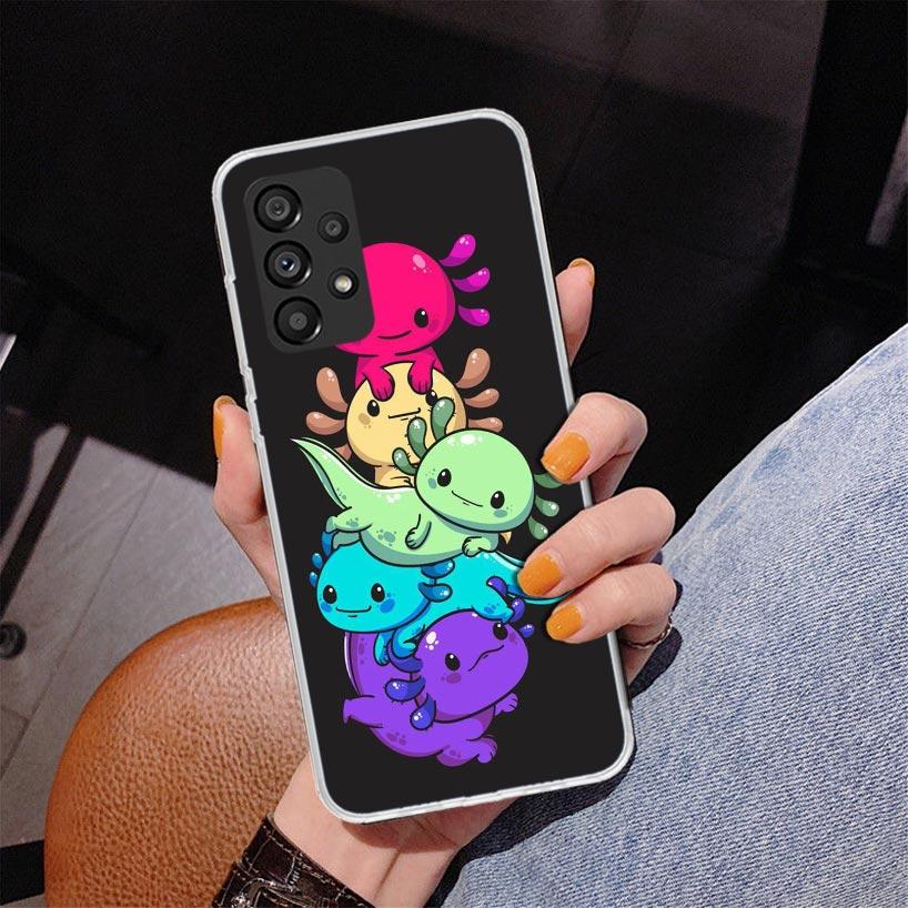Милый Аксолотль Кавайный Чехол для Телефона Для Samsung Galaxy A52 A32 A22 A12 A51 A31 A50S A30S A20S A10S Note 20 Ultra 10 Plus S10 A72 A71