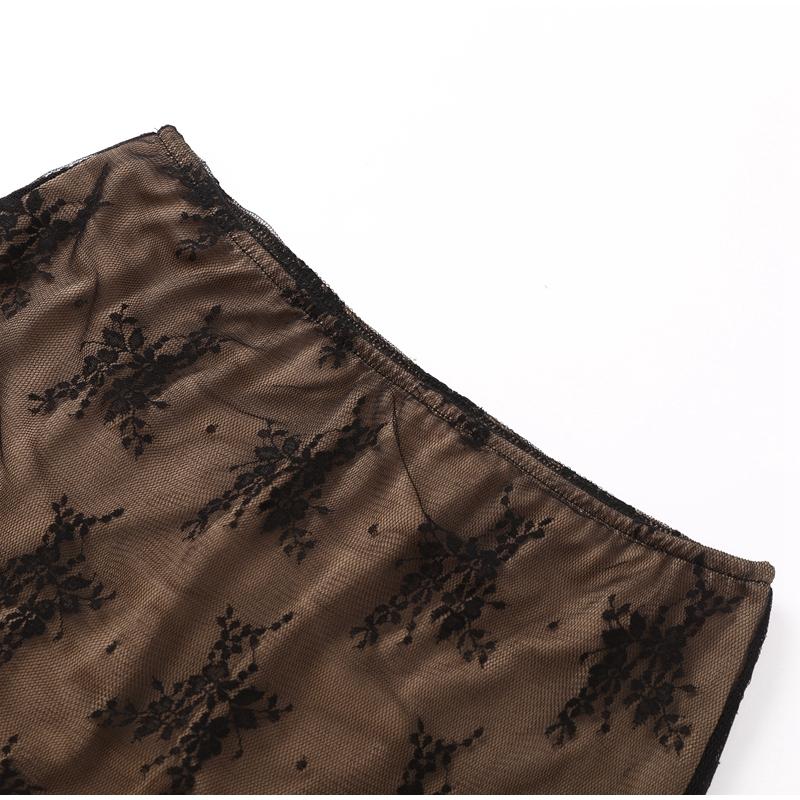 Сексуальные комплекты юбок без бретелек с кружевным принтом, женский прозрачный укороченный топ, длинная юбка, одинаковый комплект, женский костюм из двух предметов для ночного клуба