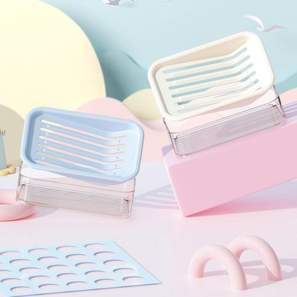 Durable Double-Layer Soap Box Plastic Slanted Drainage Soap Dish Waterproof Thickened Soap Storage Holder Bathroom