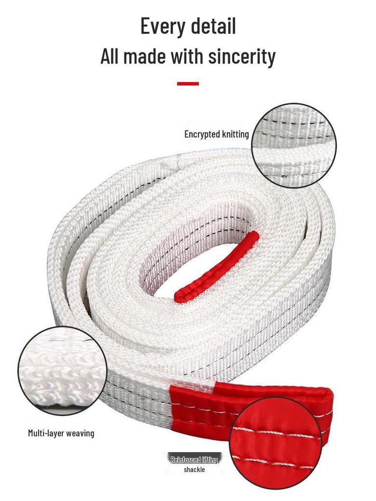 Промышленный белый плоский строп для крана, буксировочный строп, грузоподъемный строп грузоподъемностью 2/3/5/10 тонн, доступен длиной 6/8 метров