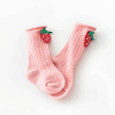 Носки Joy Multi Infant's Wide-eyed Strawberry Fried Egg в рубчик, корейские детские товары