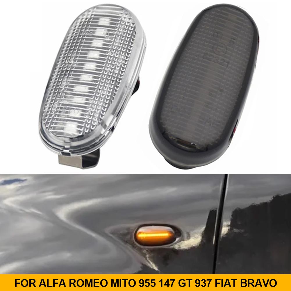 For Alfa Romeo Mito 955 147 GT 937 Fiat Bravo 2 Dynamic LED Side Marker Lights Arrow Turn Signal Flashing Blinker Lamp 2Pcs