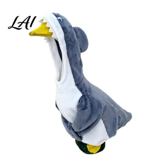 Decorative Porch Goose Accessories Shark Outfit Cute Gray Costume with 3D Fin Durable Statue Suit Design for 23" Gooses Decoration Patio Yard Garden