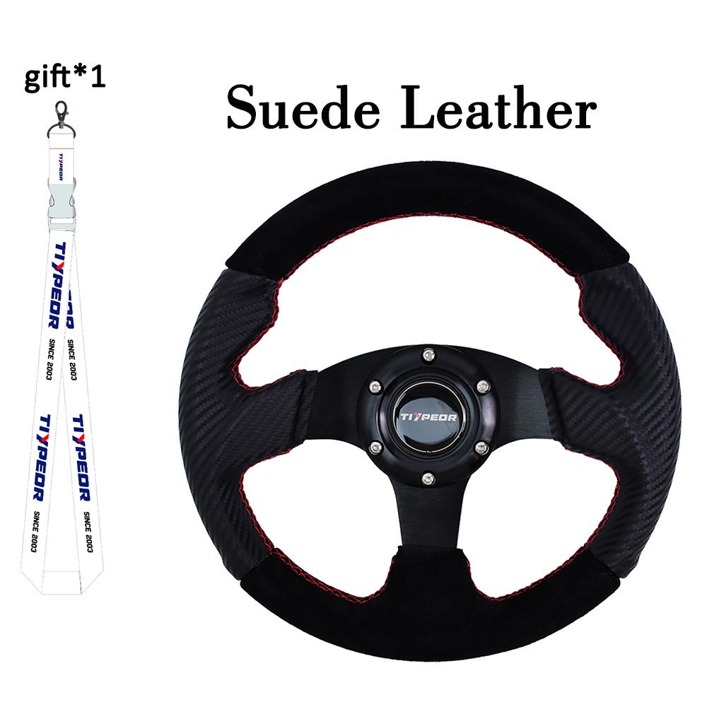 TIYPEOR 280MM Universal Steering Wheel Leather Yellow Connector Falt Racing Steering Wheel For Sport Game
