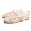 Fashion Vintage Mesh String Bead Decoration Design Ballet Flats Women Fashion Round Toe Buckle Brand Mary Jane Flats Comfort Casual Shoe