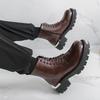 Men’s Retro Punk Thick Sole Platform Boots Cool Elevator Boots Black Brown Motorcycle Boots High Boots Plus Size