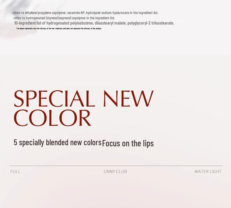 UNNY Moisturizing Lip Essence: Honey-Infused, Water-Light Lipstick for Reduced Lip Lines.