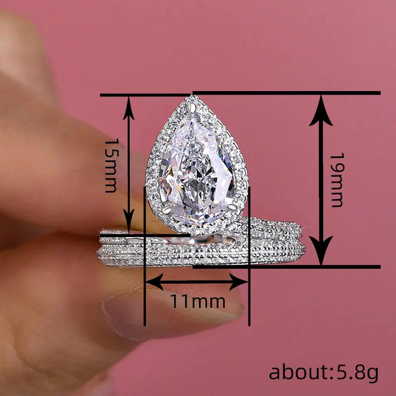 Shein Princess Temperament Ring, Water Droplets Full Of Diamonds Flash Ring Girl, Engagement Wedding Matching