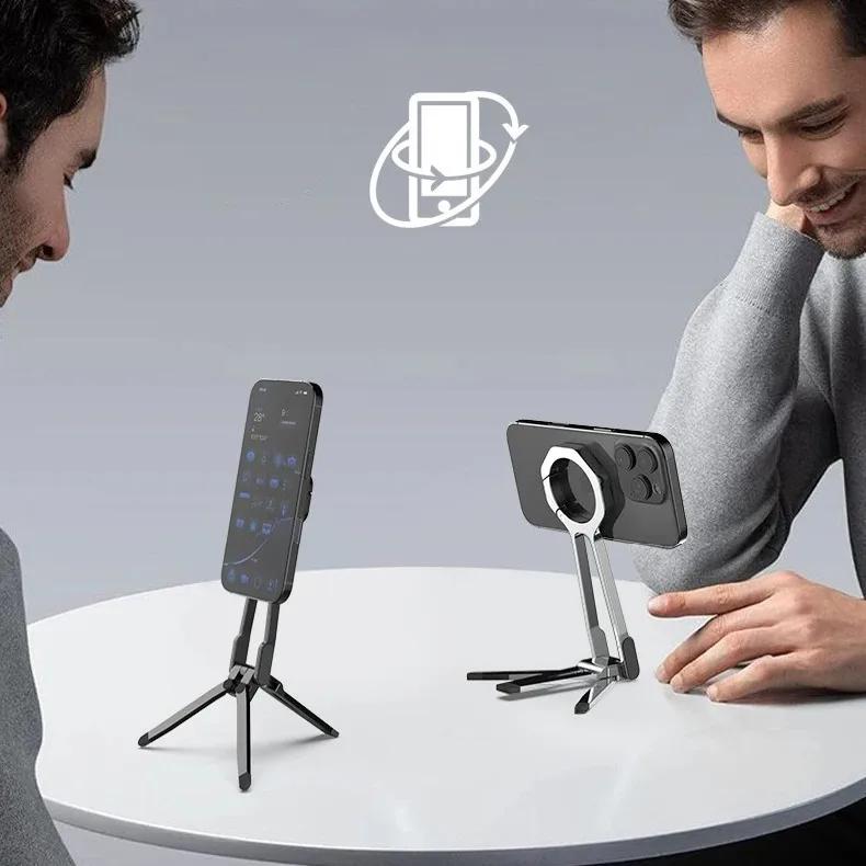 Телефонный штатив с карабином для iPhone, портативный двусторонний магнитный штатив, настольное крепление, держатель для телефона