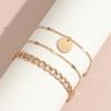New simple disc anklet set, geometric anklet multi-layer stacked chain anklet 3-piece set