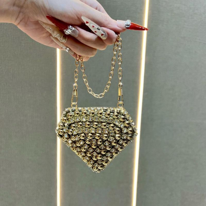 Мини-кошелек с красной лентой для женщин, стильный и универсальный, с сумкой с бриллиантовыми аксессуарами