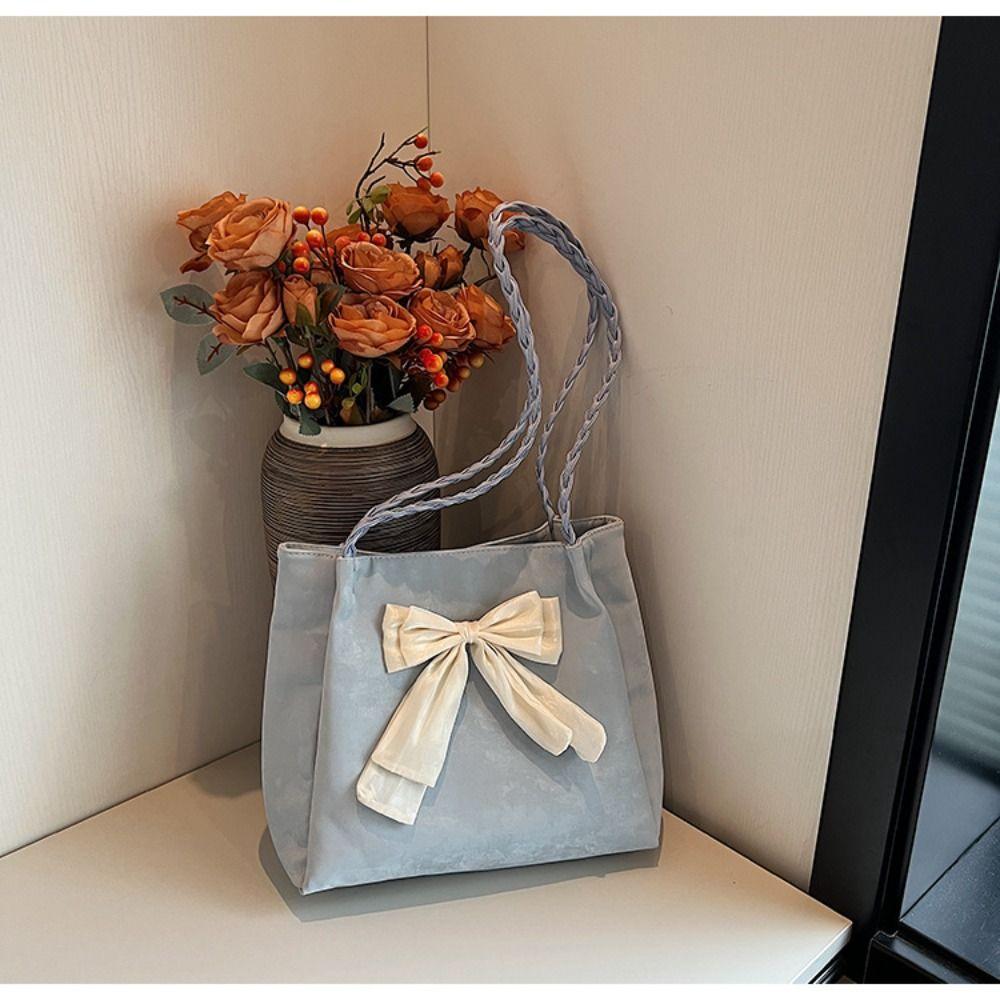 Однотонная сумка-тоут с бантом, милая сумка под мышкой