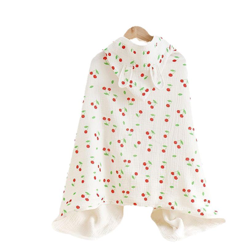 Spring Summer Baby Hooded Cloak Bath Towel Four Layers Crepe Children Hooded Gauze Wear Cotton Cloak