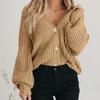 Fashion Casual Women's Knitted Cardigan Sweater Long Sleeves Loose Buttons Short Cardigans Jacket for Women Autumn and Winter Warm Knitwear Coat 25114