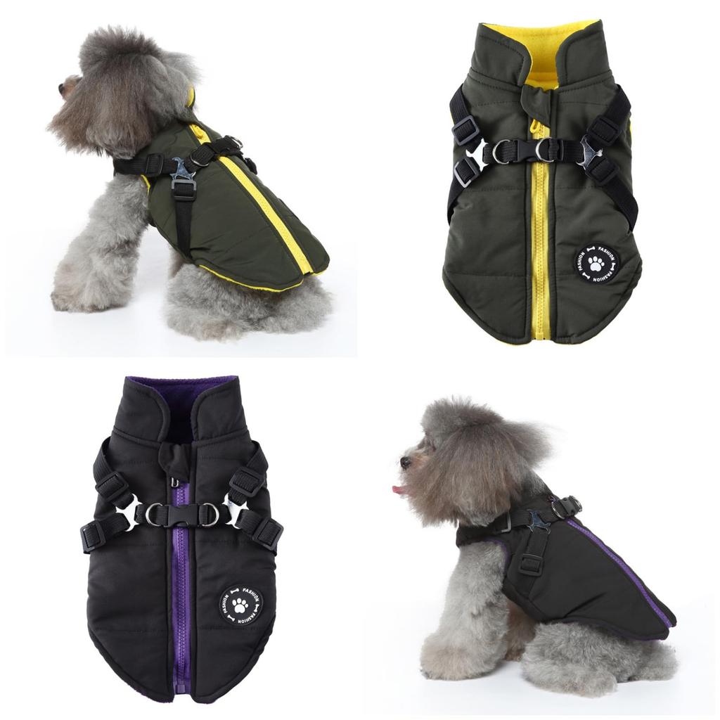 GIIPET Winter Dog Integrated Padded Cotton Dog Down Easy to Put on and Take Waterproof Jacket for Autumn and Pet Clothes for Small and Medium Outings