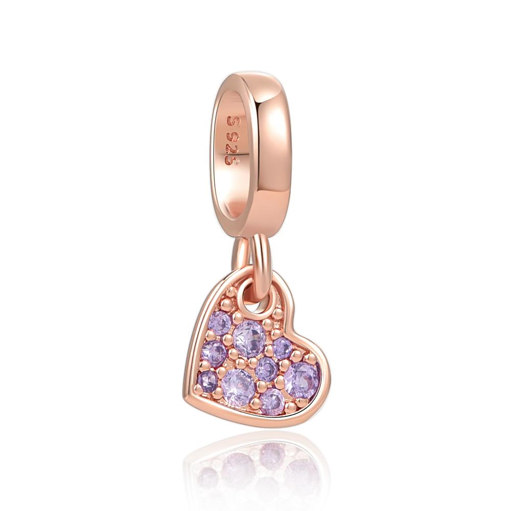 Серия Rose Gold Подвески-бусины в форме сердца Цветок Зажим Медь Подходит для Европейских Оригинальных Браслетов Сделай сам Элегантные Украшения