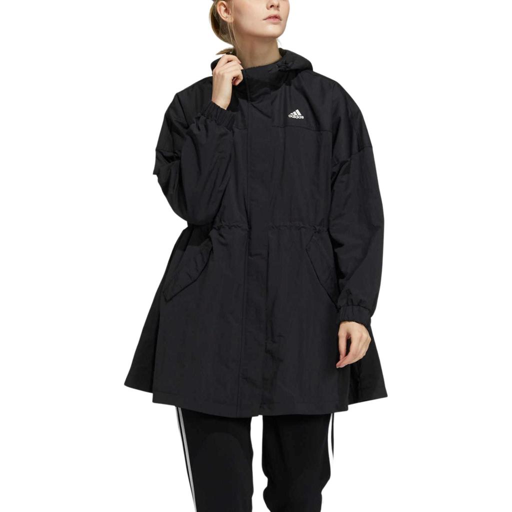 Adidas Спортивная ветровка с капюшоном на молнии с длинным рукавом женская куртка черная H29540