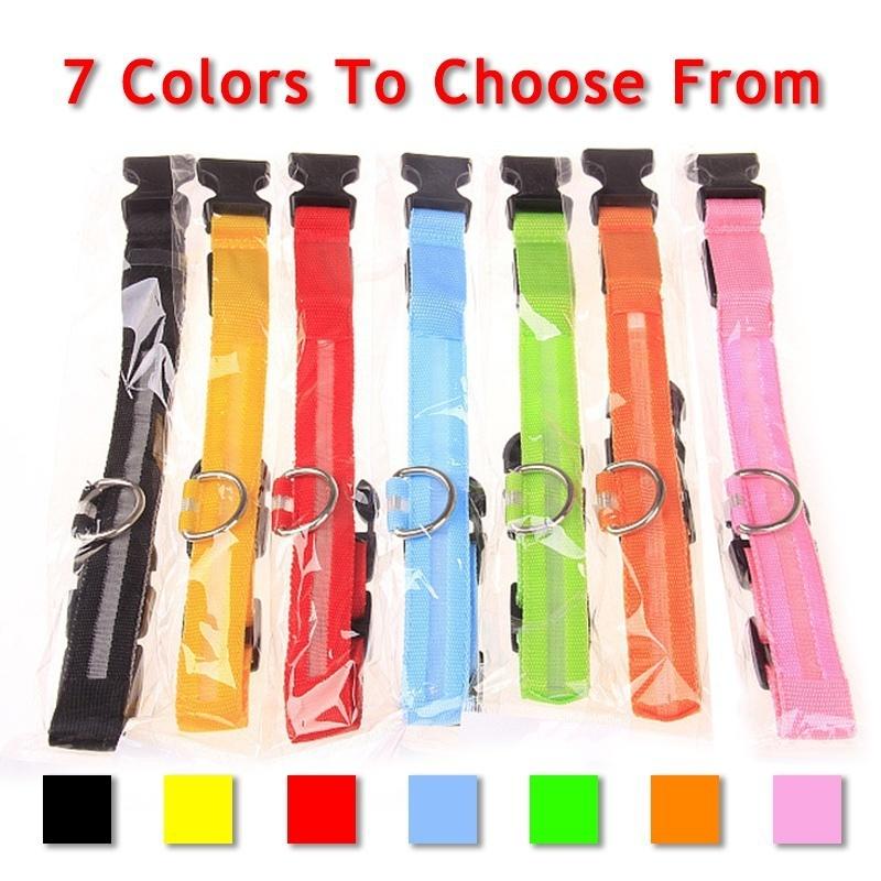 Светодиодный светильник для ночной безопасности, вспышка, спортивный ошейник для собак, кошек, нейлоновый ошейник для собак, светящийся в темноте ошейник для кошек, светодиодные ошейники для собак, аксессуары для собак