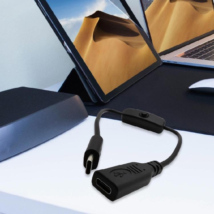 30-сантиметровый удлинительный кабель Type C с удобными переключателями, USB C кабель для зарядки, улучшения для безопасного и гибкого подключения устройств