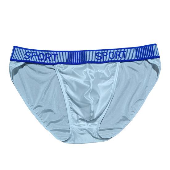 Summer Ice Silk Briefs Letter Print High Slit Design Men Panties Smooth Comfortable Breathable Underwear Daily Wear