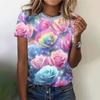 Футболка с цветочным узором, женская повседневная футболка с круглым вырезом и коротким рукавом, с 3D-принтом, уличный стиль Y2k, футболка Харадзюку, женская одежда