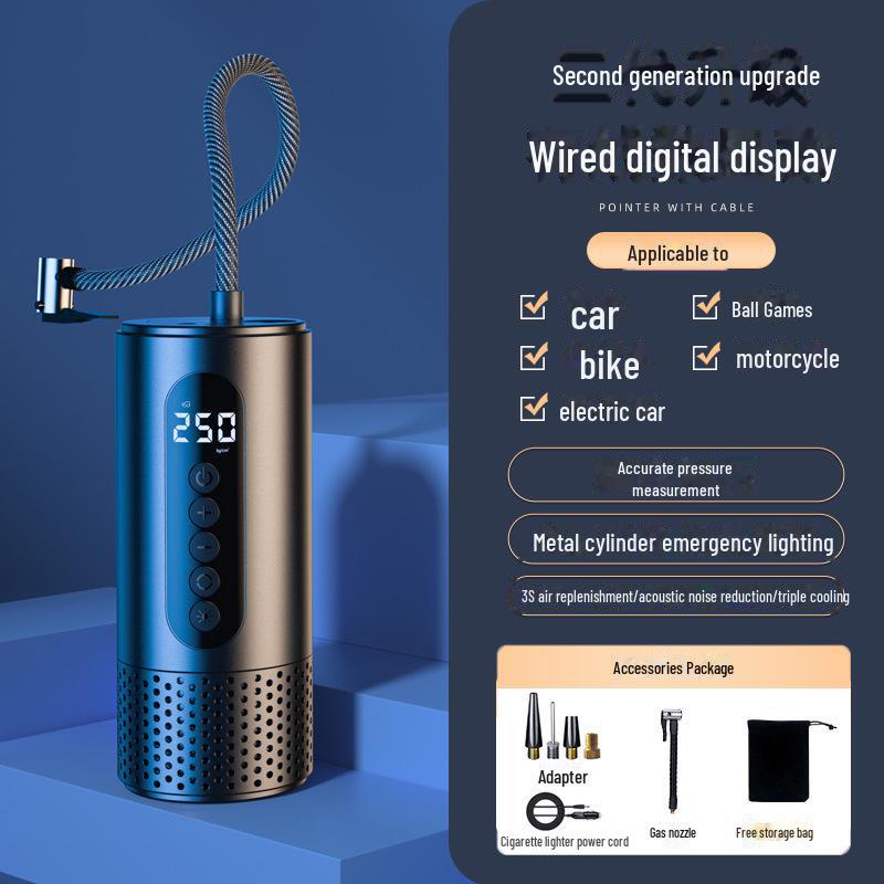 Беспроводной интеллектуальный цифровой дисплей автомобильный воздушный насос: Многофункциональный портативный насос для накачивания шин