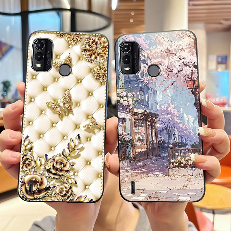 Black Case For Nokia G11 Plus Unique Design Black Cat Holding A Basket Pattern Shell Jelly Color Anti-scratch Soft Casing