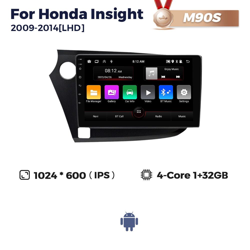 9-дюймовая Android автомагнитола для Honda Insight 2009-2014 Carplay Мультимедийный видеоплеер GPS-навигация Поддержка 4G Lte+WIFI DSP+RDS