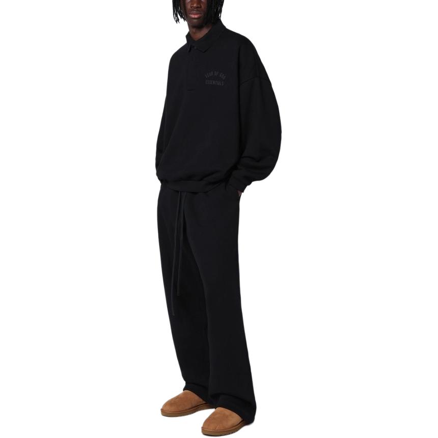 Fear of God Essentials Флисовое поло черное мужские топы 192BT244390F