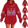 Women's Fashionable Casual Long-Sleeved Christmas Holiday Party Printed Hooded Sweatshirt