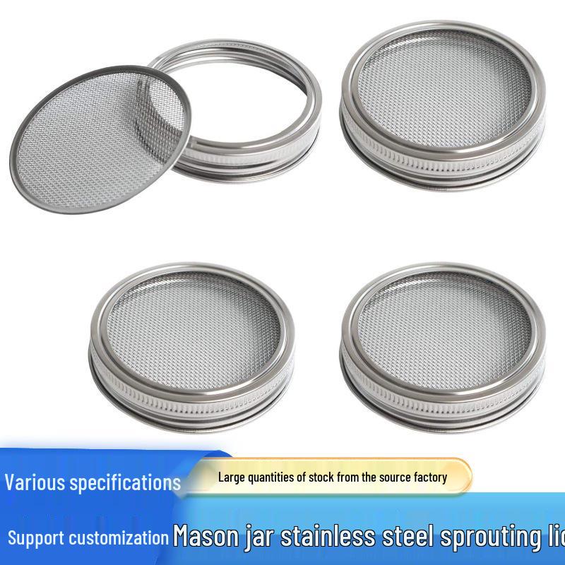 Крышки для проращивания из нержавеющей стали 304 для банок Mason, 70/86 мм, Набор из двух частей